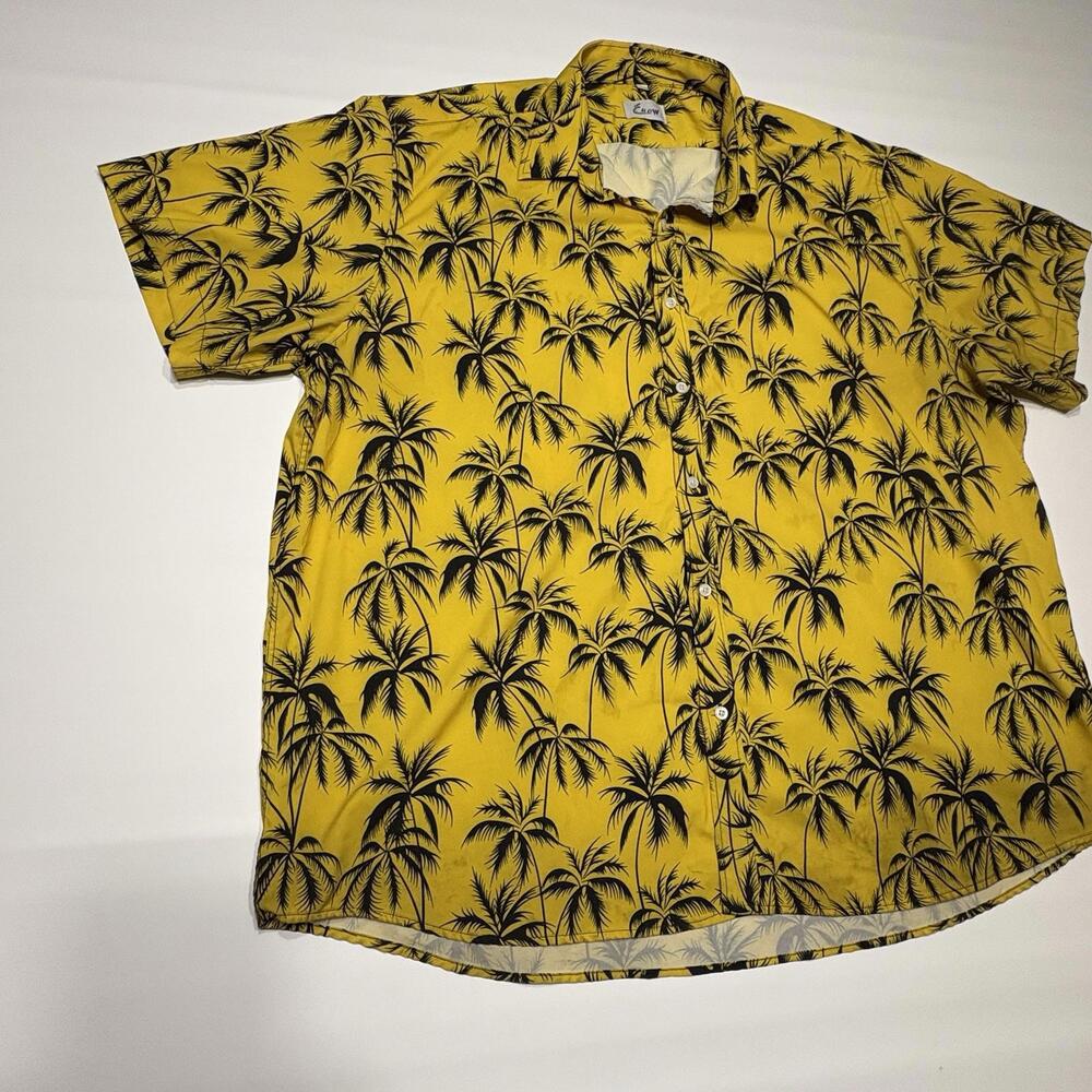 Euow Men's 3XL Tropical Hawaiian Palm Leaf Shirt - Picture 5 of 9